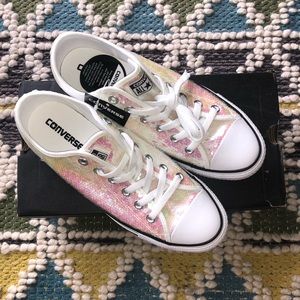 Iridescent sequined white Converse All Stars! NWT!
